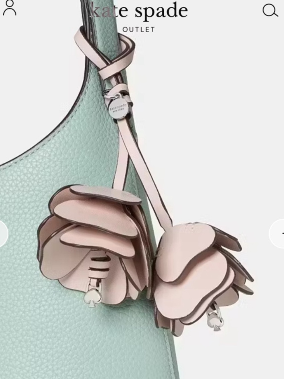 💖SPOTLIGHT💖NWT Kate Spade Powdered Sugar 3D Flower Bag Charm - Picture 2 of 5